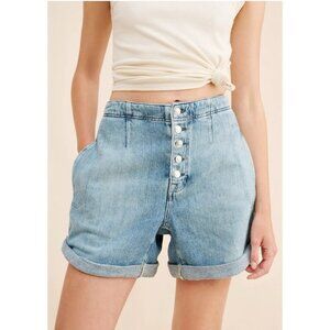 NWT Free People Osaka Long Baggy Jean Shorts Blue 29